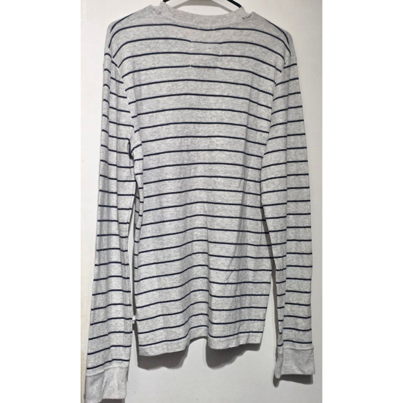 Men's Abercrombie & Fitch M Gray Navy Striped Long Sleeve Tee - Picture 7 of 7